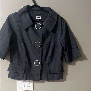 Renuar Women's Black Blazer with Bold Circular Buttons